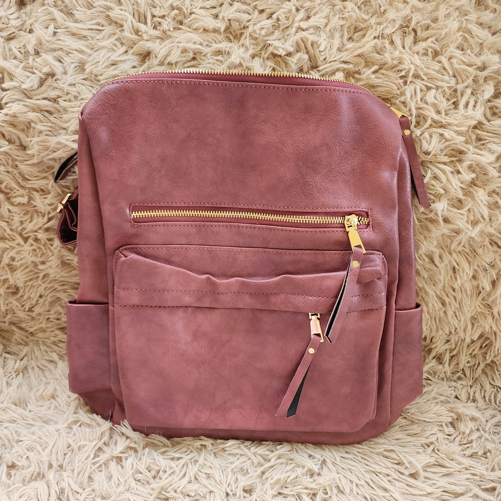 Modern Chic Mauve Backpack Shoulder Bag